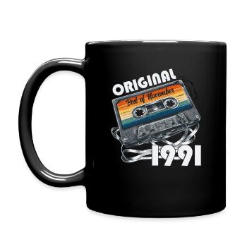 33rd Birthday Vintage November 1991 Cassette 91 - Full Colour Mug - black - Left