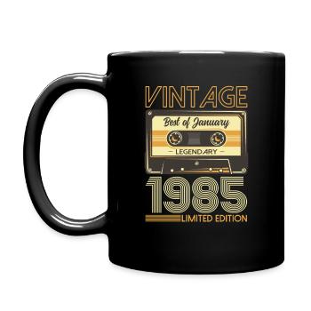 40ème Anniversaire Millésime Janvier 1985 Cassette 85 - Mug uni - noir - Gauche