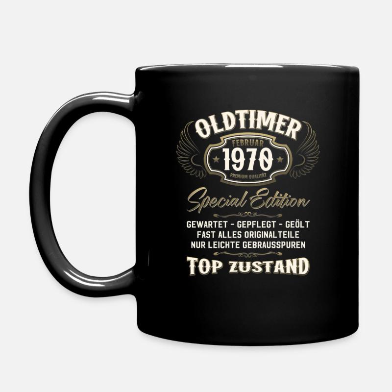 55. Geburtstag Oldtimer Februar 1970 Jahrgang 70 - Tasse einfarbig - Schwarz