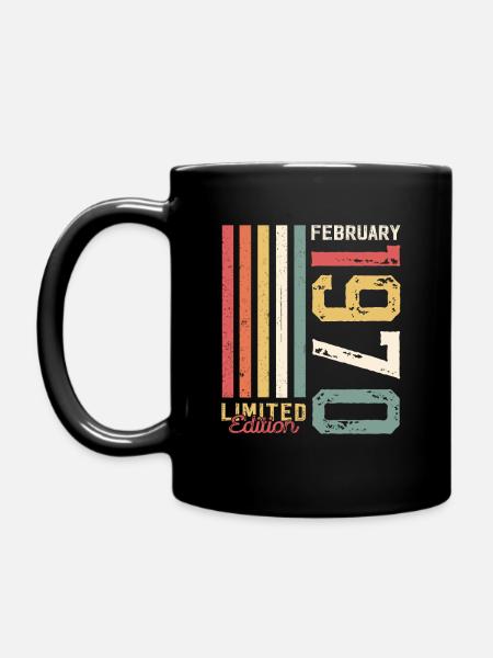 55th Birthday Gift Husband Original February 1970 - Full Colour Mug - black