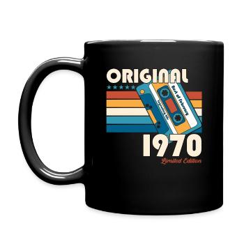 55th Birthday Original February 1970 Cassette 1970 - Full Colour Mug - black - Left
