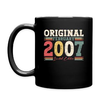 18. Geburtstag Geschenk Mann Original Februar 2007 - Tasse einfarbig - Schwarz - Links