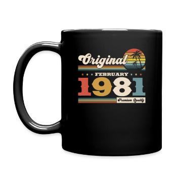 44ème anniversaire cadeau mari Original février 1981 - Mug uni - noir - Gauche