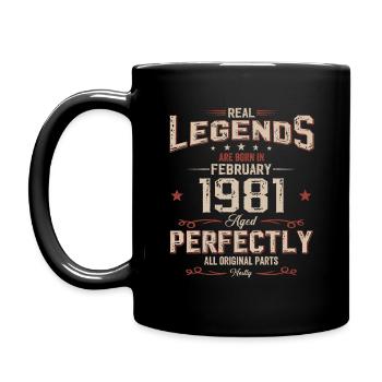 44ème anniversaire cadeau mari Original février 1981 - Mug uni - noir - Gauche