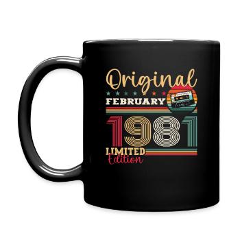 Cadeau d'anniversaire 44 ans Homme Original Février 1981 - Mug uni - noir - Gauche