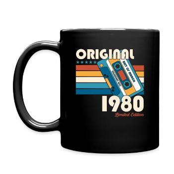 Cadeau d'anniversaire pour homme 45 ans, cassette février 1980 - Mug uni - noir - Gauche