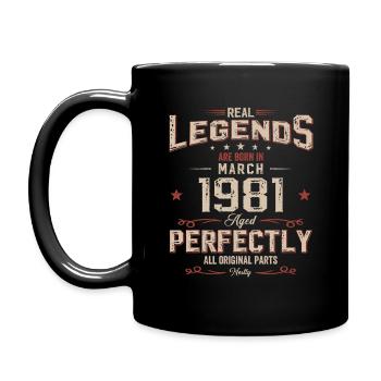 44ème anniversaire cadeau mari Original mars 1981 - Mug uni - noir - Gauche