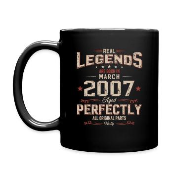 18. Geburtstag Geschenk Mann Vintage März 2007 - Tasse einfarbig - Schwarz - Links