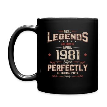 44ème anniversaire cadeau mari Original avril 1981 - Mug uni - noir - Gauche