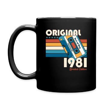44th Birthday Cassette May Vintage 1981 - Full Colour Mug - black - Left