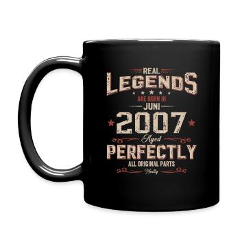 18. Geburtstag Geschenk Mann Original Juni 2007 - Tasse einfarbig - Schwarz - Links