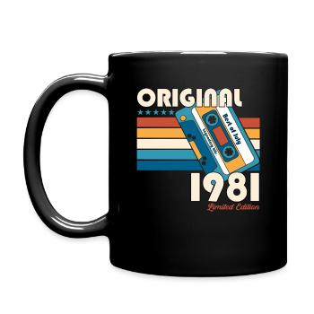 44th Birthday Cassette July Vintage 1981 - Full Colour Mug - black - Left