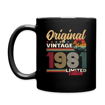 44th Birthday Original Vintage 1981 - Full Colour Mug - black - Left