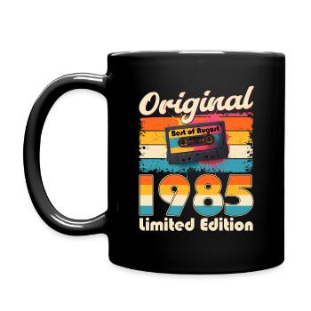 40th Birthday Cassette August Vintage 85 Orig. - Full Colour Mug - black - Left