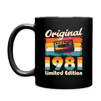 44th Birthday Cassette August 1981 - Full Colour Mug - black - Left
