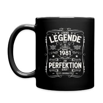 44th Birthday Legend August Born in 1981 - Full Colour Mug - black - Left