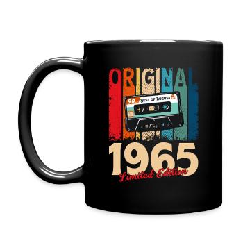 60th Birthday Cassette August 1965 - Full Colour Mug - black - Left