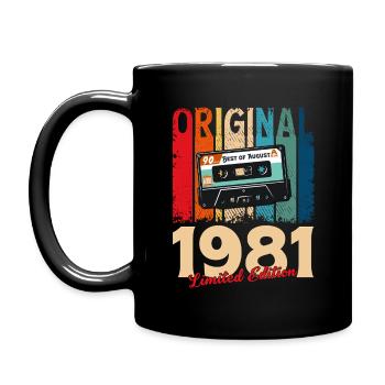 44th Birthday Cassette August 1981 - Full Colour Mug - black - Left