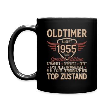 70. Geburtstag Oldtimer August Jahrgang 1955 - Tasse einfarbig - Schwarz - Links