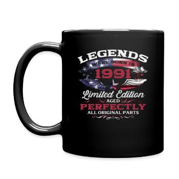 34th Birthday Legends Vintage 1991 - Full Colour Mug - black - Left