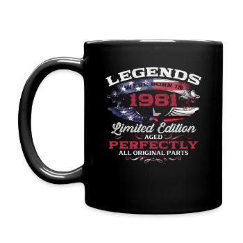 44th Birthday Legends Vintage 1981 - Full Colour Mug - black - Left