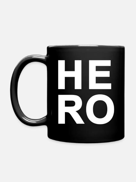 Big Bold Hero White Text 2x2 Square - Full Colour Mug - black