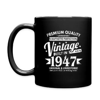 VINTAGE BUILT IN 1947 COOL 75. GEBURTSTAG GESCHENK - Tasse einfarbig - Schwarz - Links