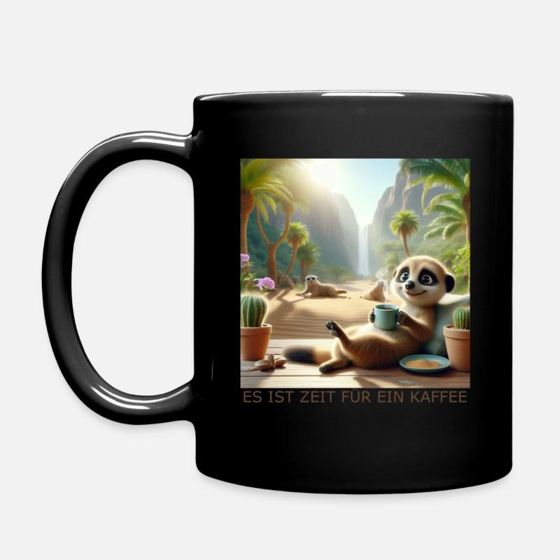 Es ist Zeit für ein Kaffee - Tasse einfarbig - Schwarz