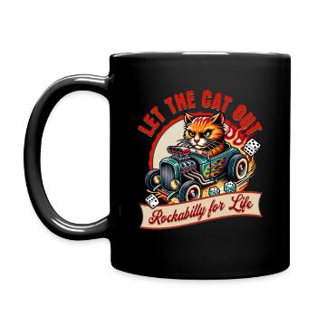 Let the cat out - Rockabilly Musik Hotrod Retro - Tasse einfarbig - Schwarz - Links