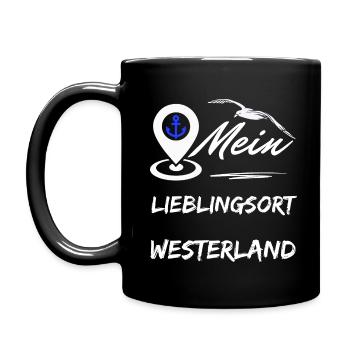 Westerland mein Lieblingsort-Lieblingsinsel Sylt - Tasse einfarbig - Schwarz - Links