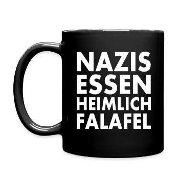 nazis essen heimlich falafel - Tasse einfarbig - Schwarz - Links