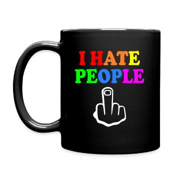 I hate people - Tasse einfarbig - Schwarz - Links
