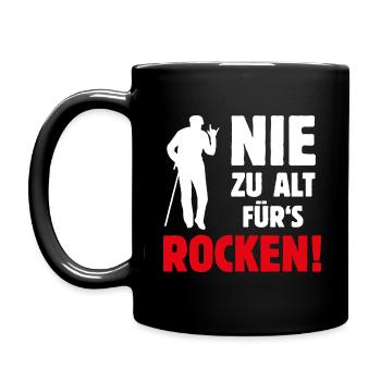 Nie zu alt für's ROCKEN! Alt-Rocker, Rock 'n' Roll - Tasse einfarbig - Schwarz - Links