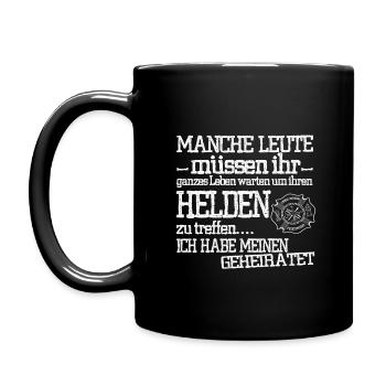 Feuerwehr Helden Habe Ich Geheiratet Feuerwehrmann - Tasse einfarbig - Schwarz - Links
