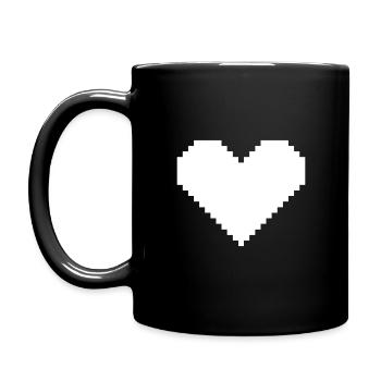 Heart pixel white - Full Colour Mug - black - Left