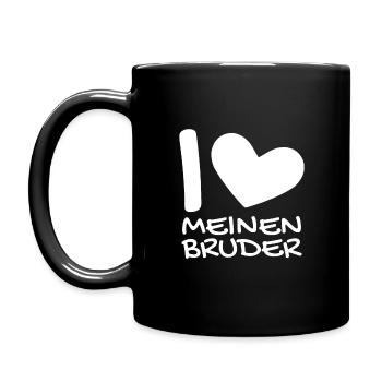 Ich liebe meinen Bruder - Tasse einfarbig - Schwarz - Links