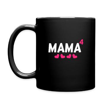 Mama hoch Vier 4 Kinder - Tasse einfarbig - Schwarz - Links
