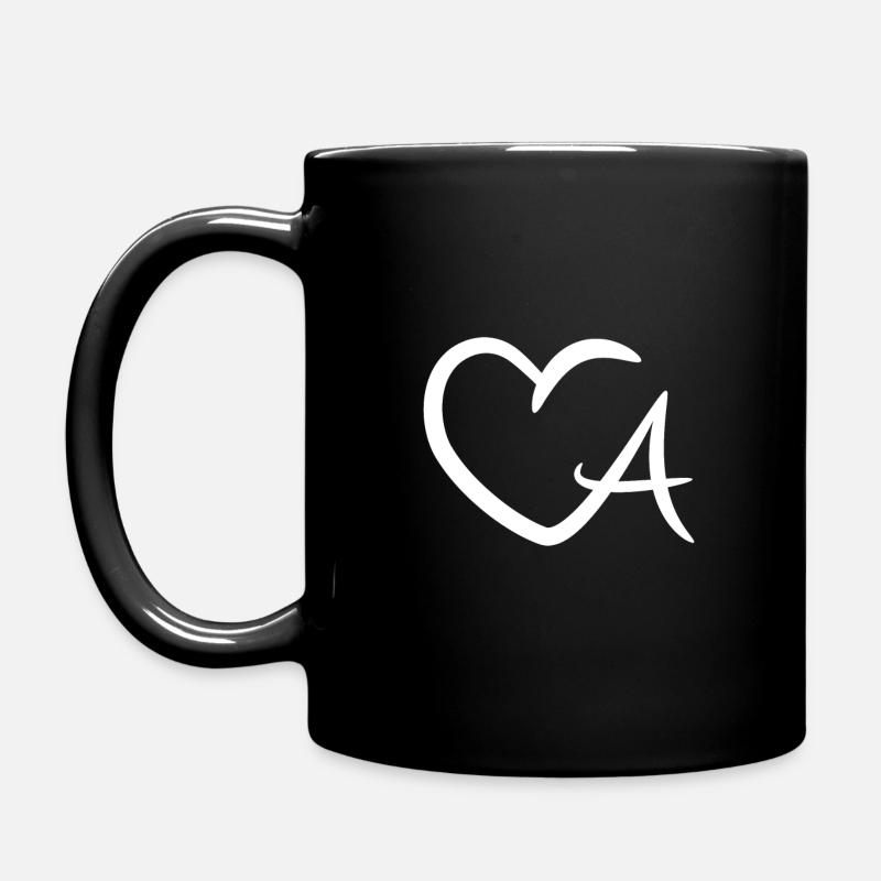 Herz Buchstabe A - Tasse einfarbig - Schwarz
