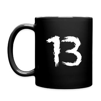 Number 13 favorite number design brush - Full Colour Mug - black - Left