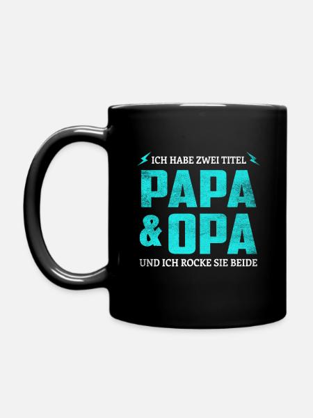 PAPA OPA ZWEI TITEL COOLES VATERTAG GESCHENK - Tasse einfarbig - Schwarz