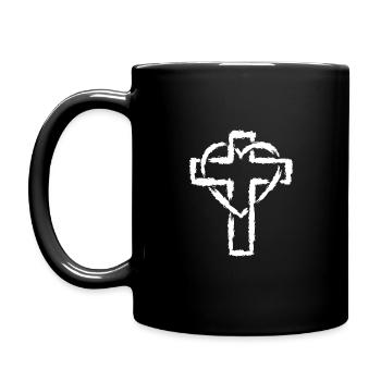 Kreuz Symbol Christentum Herz Liebe - Tasse einfarbig - Schwarz - Links