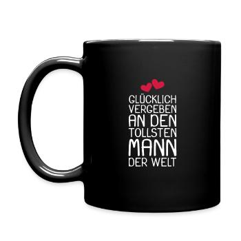 Glücklich vergeben - Tasse einfarbig - Schwarz - Links