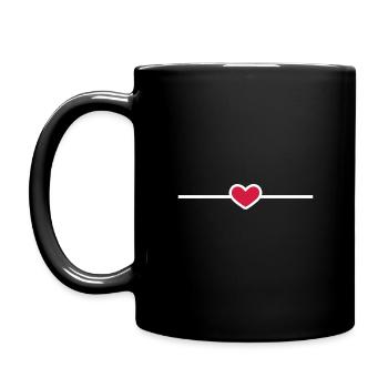Linie Herz Herzchen Strich Ornament - Tasse einfarbig - Schwarz - Links