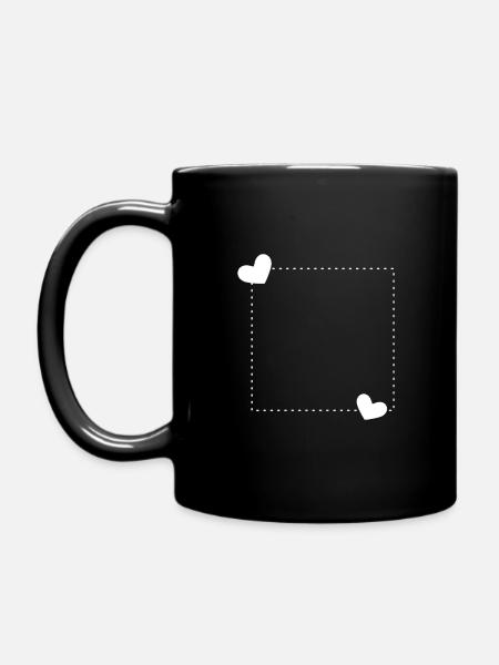 Herz Rahmen Ornament Linie Dekoration - Tasse einfarbig - Schwarz
