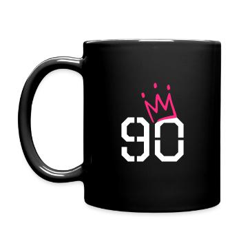 90 Krone - 90. Geburtstag - Geschenk - Tasse einfarbig - Schwarz - Links