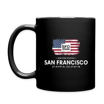 SAN FRANCISCO AIRPORT CODE USA FLAG GIFT - Full Colour Mug - black - Left