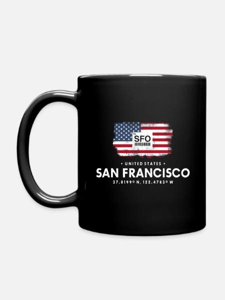 SAN FRANCISCO AIRPORT CODE ETATS-UNIS CADEAU DE DRAPEAU - Mug uni - noir