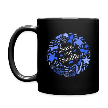 Pollution des océans - Sauvez notre vie marine - Mug uni - noir - Gauche