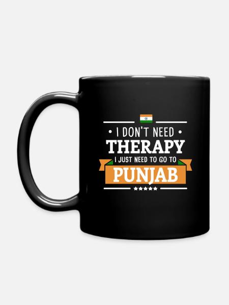 PUNJAB THERAPY INDIA FLAG TRAVEL GIFT - Full Colour Mug - black
