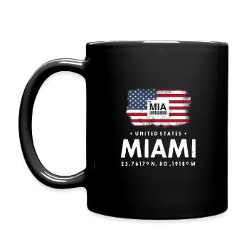MIAMI AIRPORT CODE MIA USA FLAG GEOTAG GIFT - Full Colour Mug - black - Left